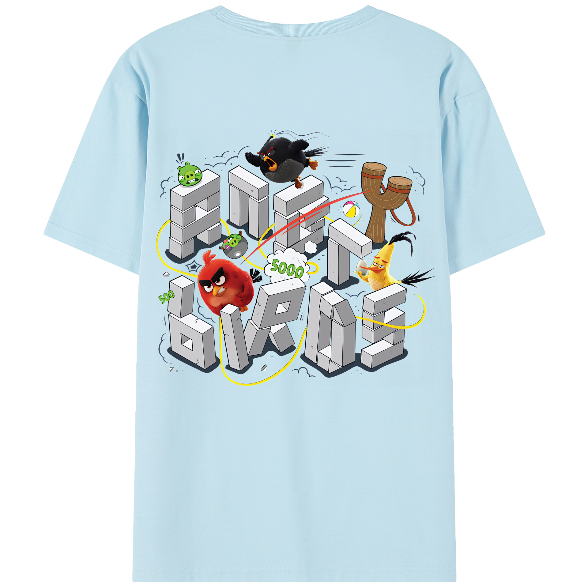 （画像用） Angry Birds アングリーバード 綿100％半袖Tシャツ（背面プリント）